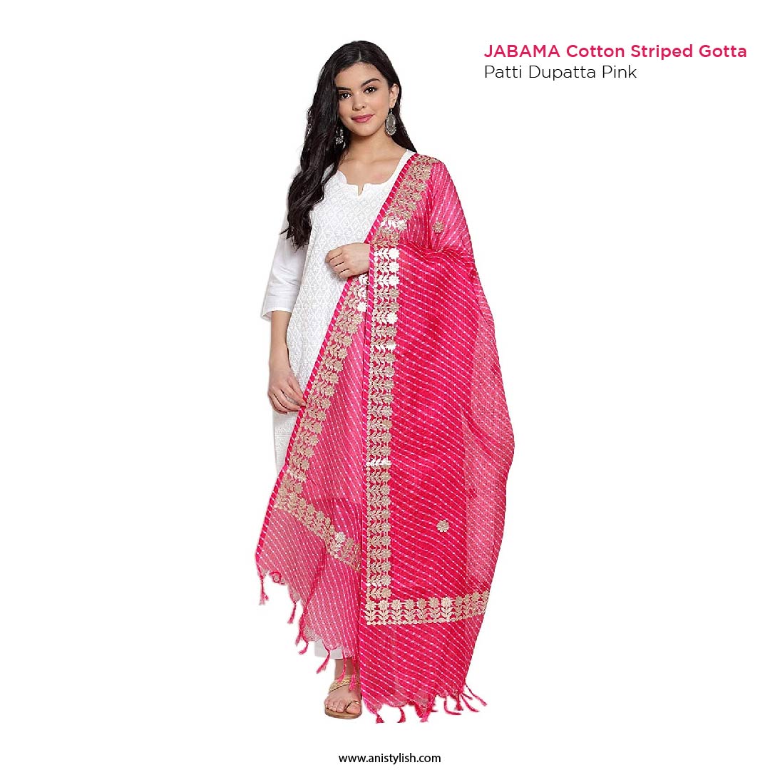 Gotta Patti Dupatta Pink - Designer Dupatta online @ Best Price