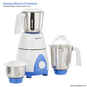 AmazonBasics Premium 750-Watt Mixer Grinder with 3 Jars- Top 8 best juicer mixer grinder in India