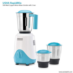 USHA RapidMix 500-Watt Copper Motor Mixer Grinder with 3 Jars - Top 8 best juicer mixer grinder in India