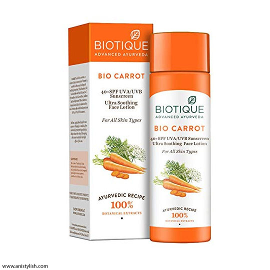 Biotique Bio Carrot Face & Body Sun Lotion Spf 40 Uva/Uvb Sunscreen-Which sunscreen is best for oily skin