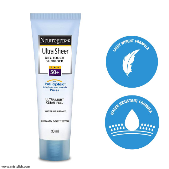 Neutrogena Ultra Sheer Dry Touch Sunblock SPF 50+ Sunscreen-Which sunscreen is best for oily skin