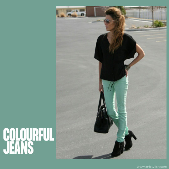 Colourful jeans-Different types of jeans for women with pictures (In Hindi)