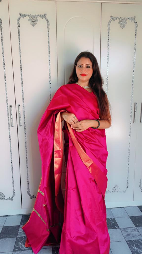 banarasi saree-Best Karwa chauth saree look with image